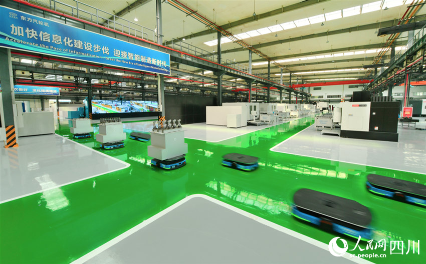 AGV智能配送叶片。刘岗摄